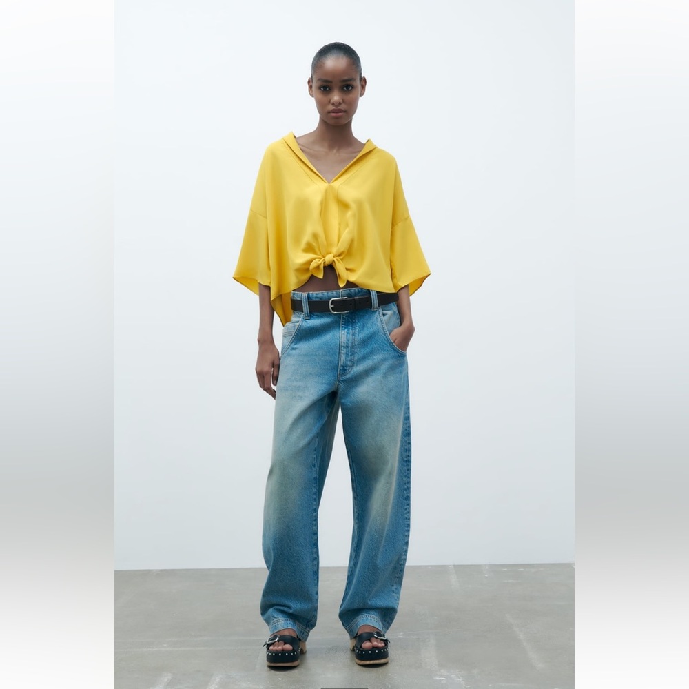 Zara knotted cropped blouse